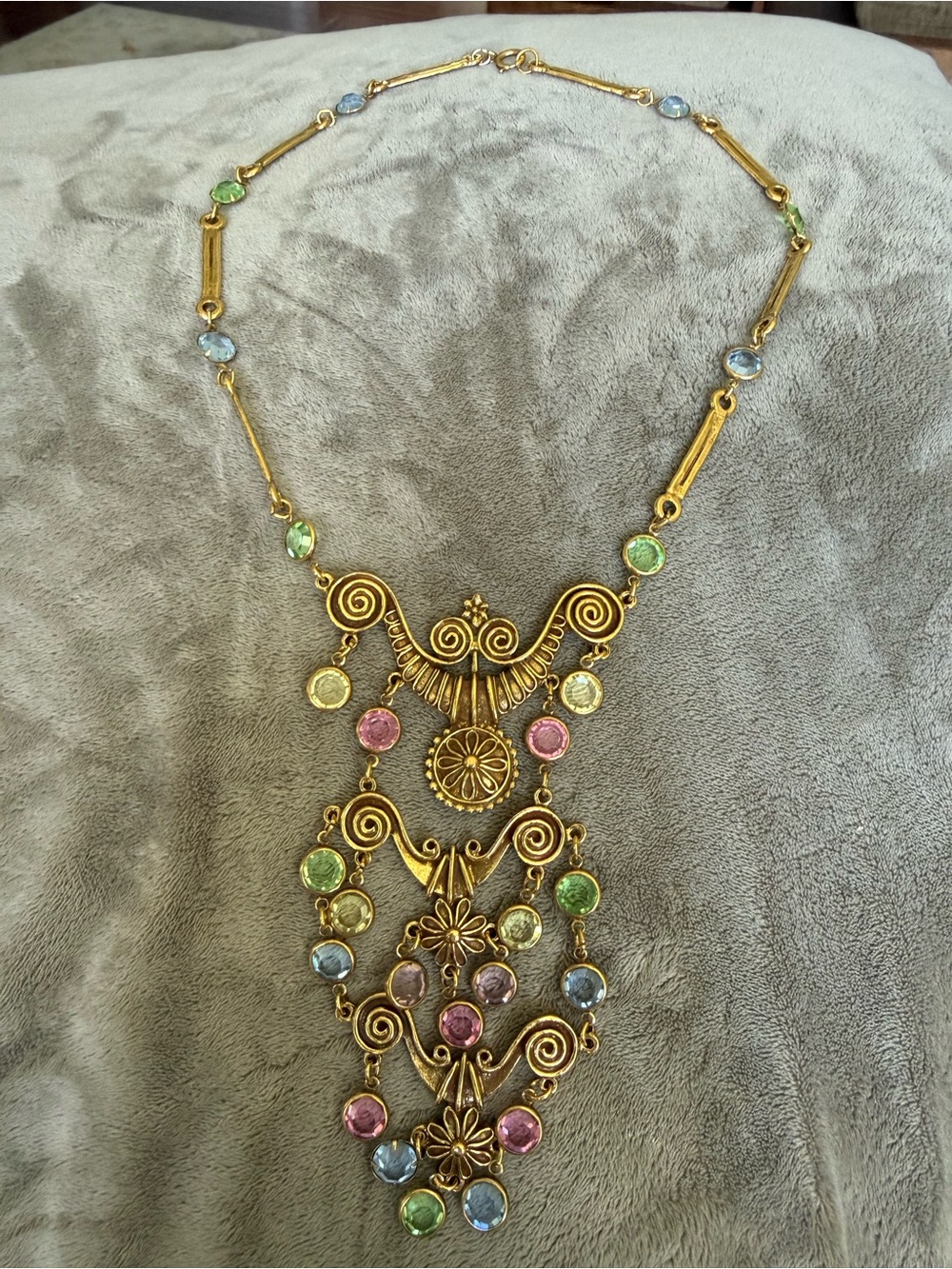 Gold-Tone Multicolor Statement Pendant Necklace